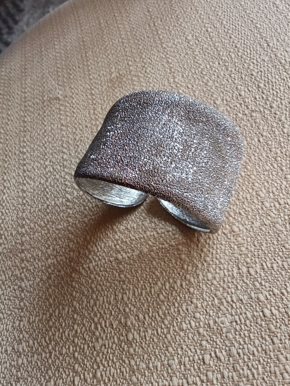 KJL Silver Pave' Textured Metallic Cuff Bracelet Signed